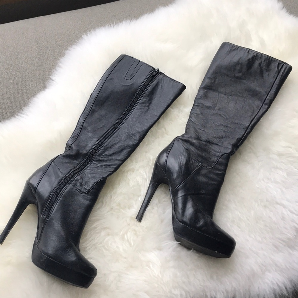 Aldo Leather Platform Zip Up Boot